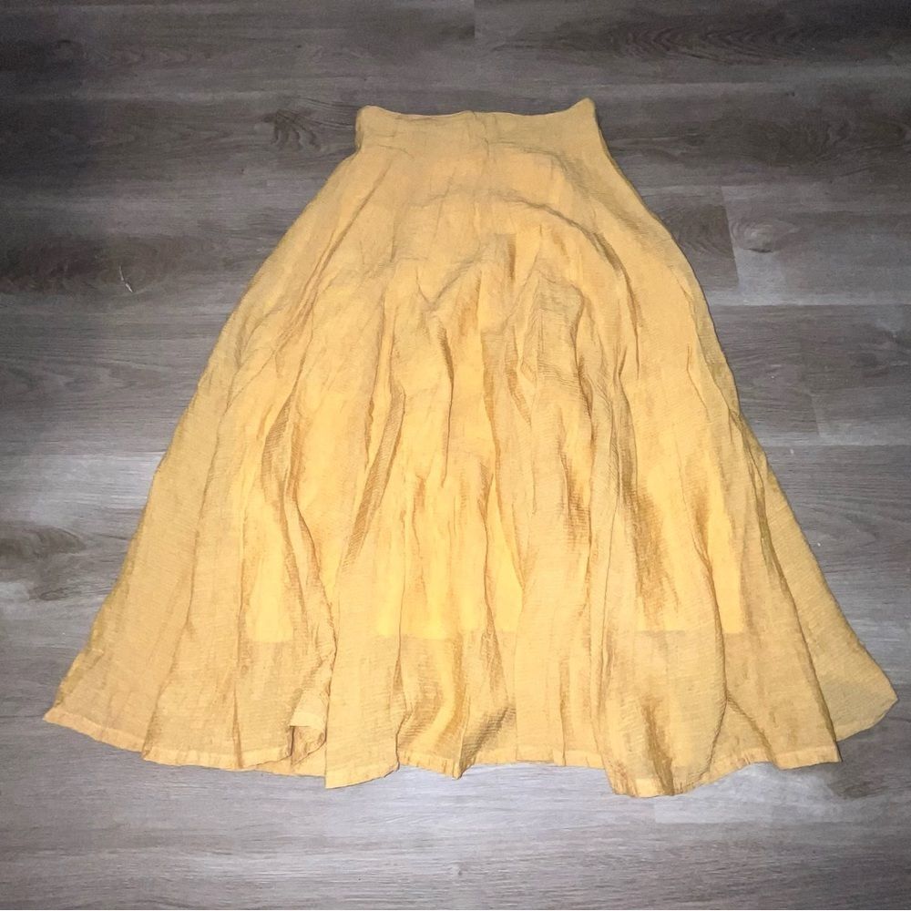 Jafuhne Vintage Mustard Yellow Midi Skirt - Picture 3 of 8